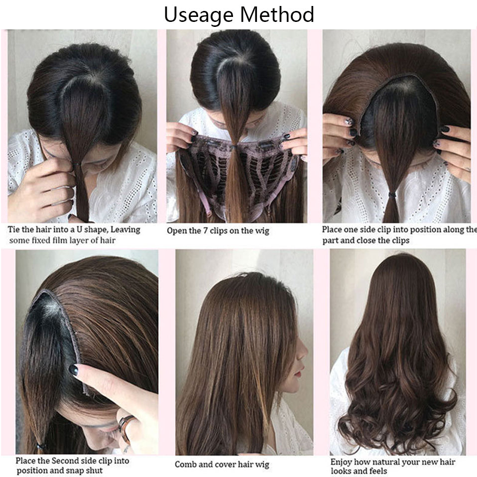 New Korean Women Full Head Wig Long False Hairpieces
