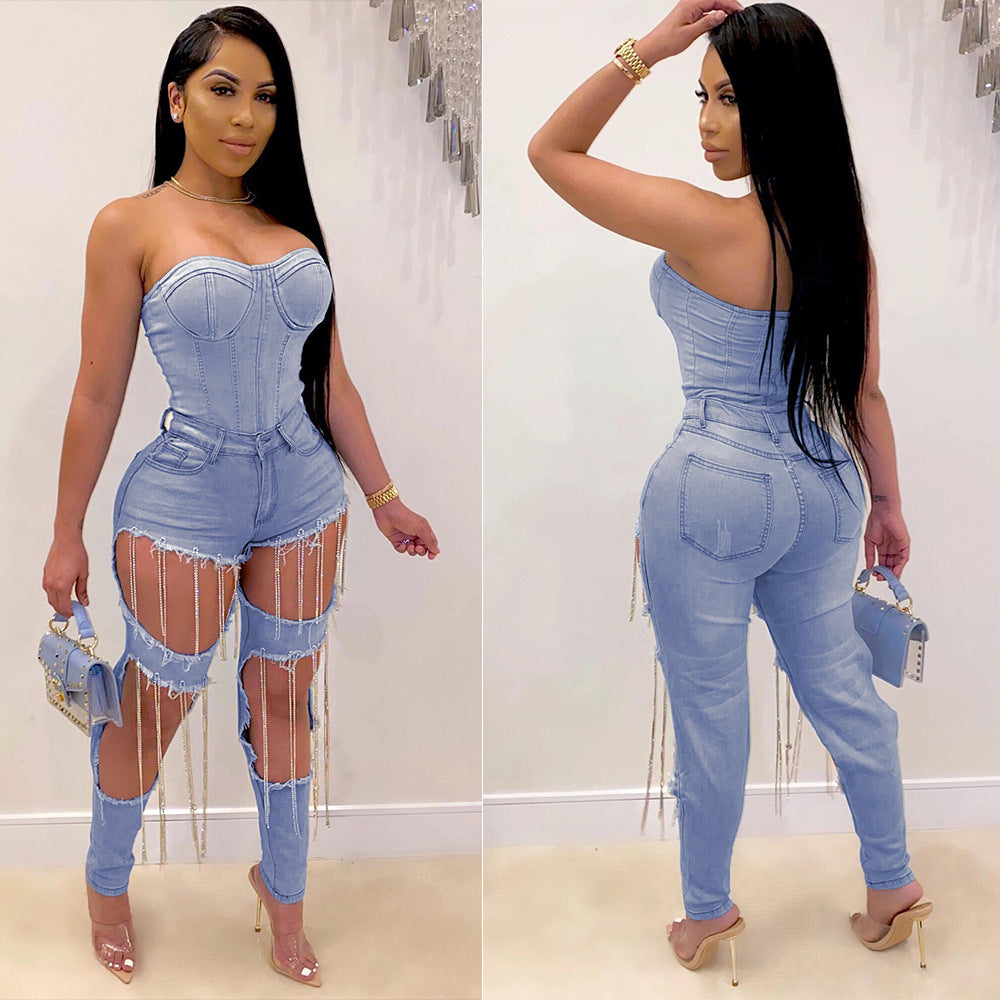 New Women clothing chain denim trousers