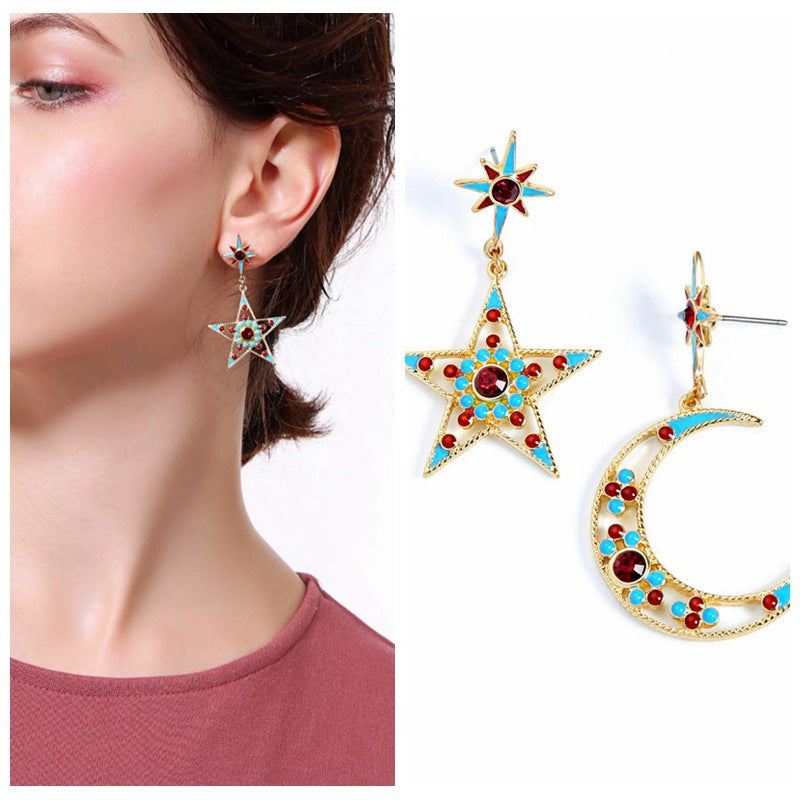 KISS ME Women Star Moon Dangle Earrings - Watch & Jewelry