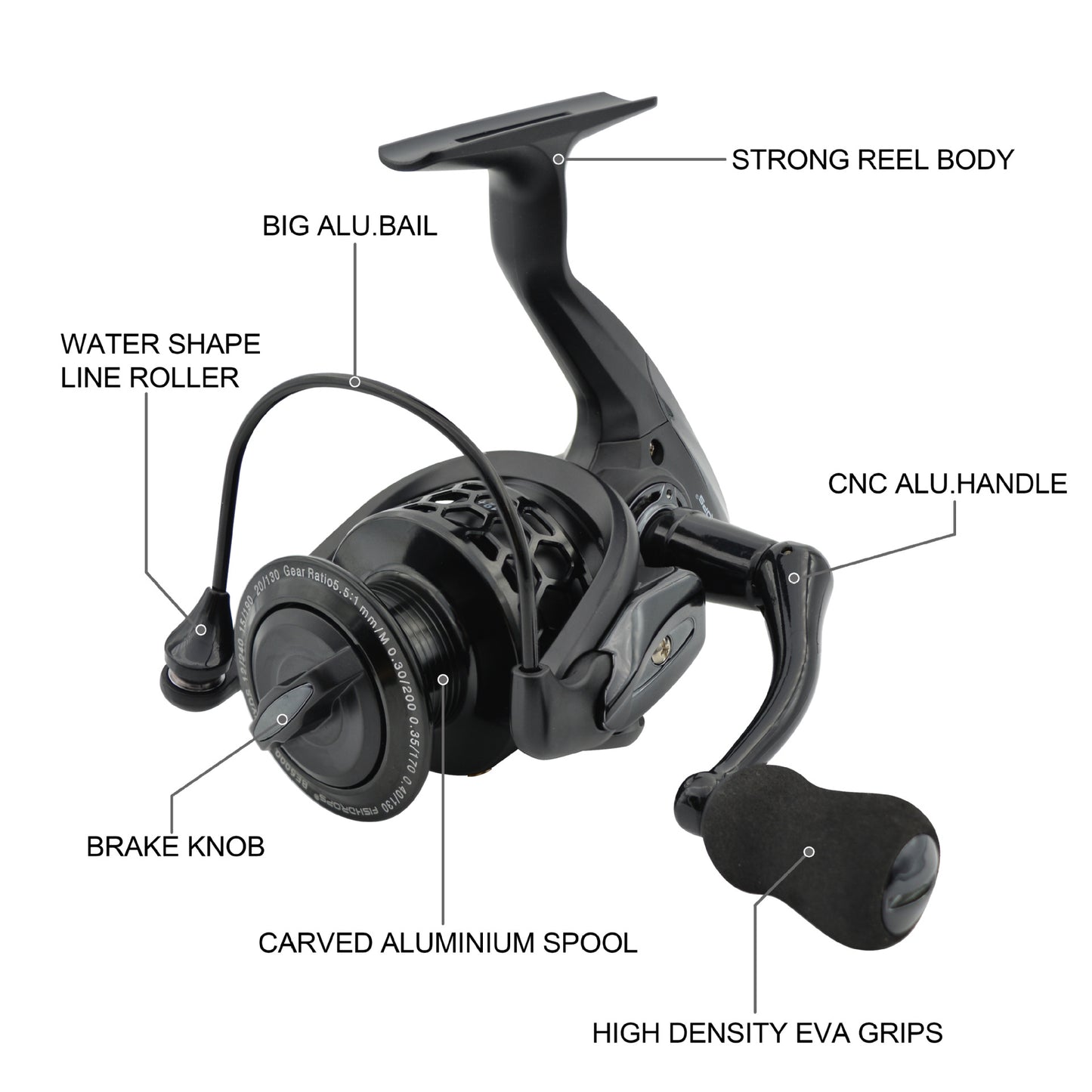Honeycomb Hollow Cup Black Fishing Reel Travel Sports