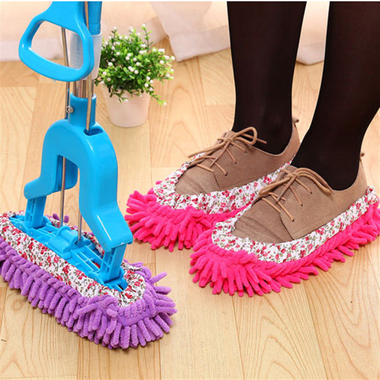 Chenille shoe cover floor cleaner