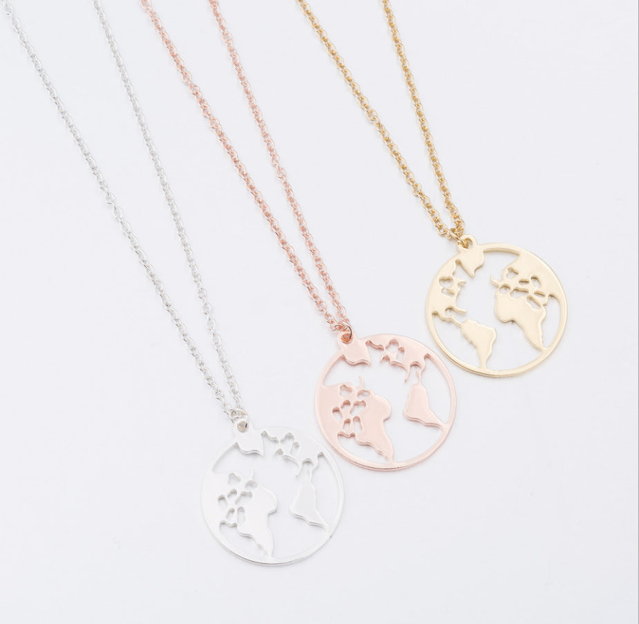 Explosion models Women global map pendant necklace - Watch & Jewelry