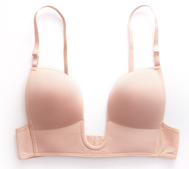 Women deep U sexy gathered breathable seamless bra