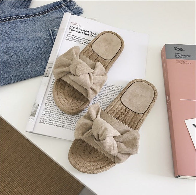 Korean Women female summer flat bow slippers
