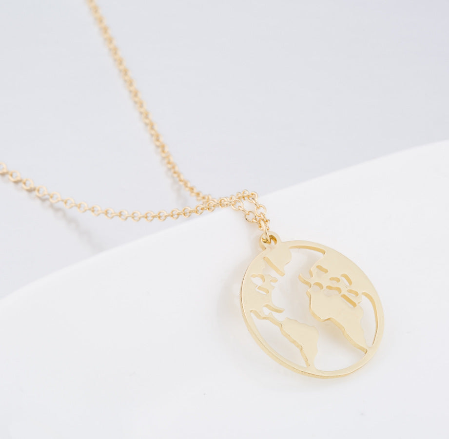 Explosion models Women global map pendant necklace - Watch & Jewelry