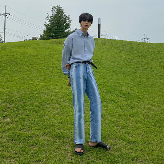 MYQ Korean Men’s Gradient Wide Legs Denim Pants