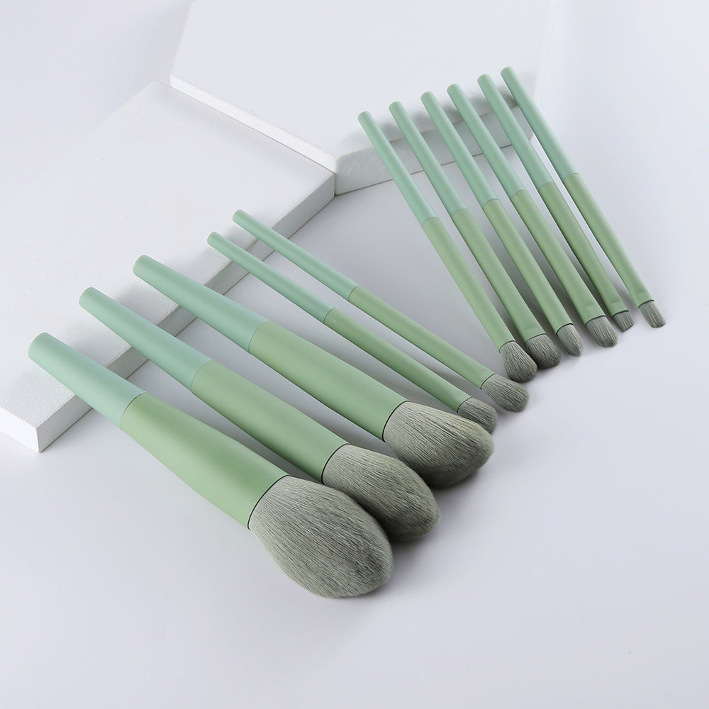Natural Hair Green Makeup Brushes set