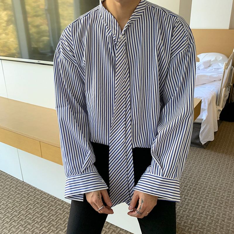 MRCYC Korean Men’s trend casual tie striped shirt