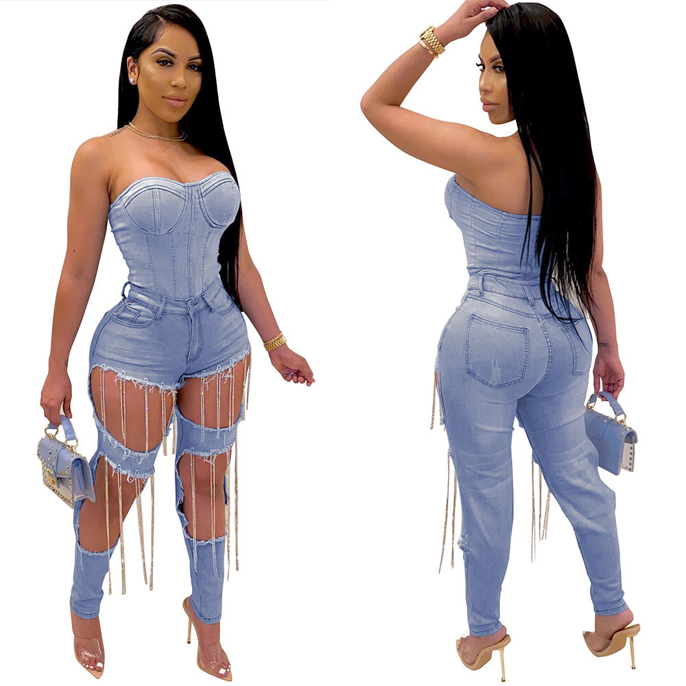 New Women clothing chain denim trousers