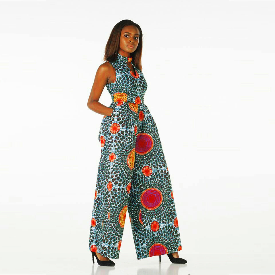 Hot sale women digital printing sleeveless jumpsuit