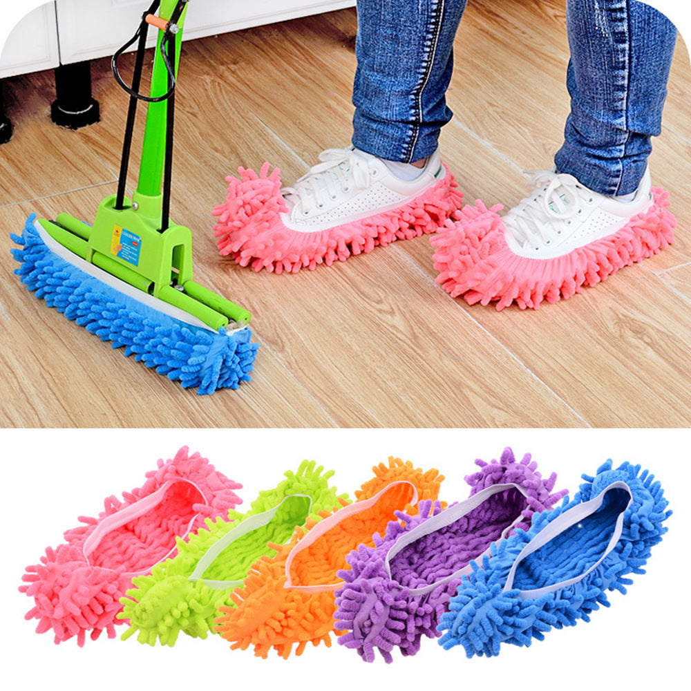 Chenille shoe cover floor cleaner