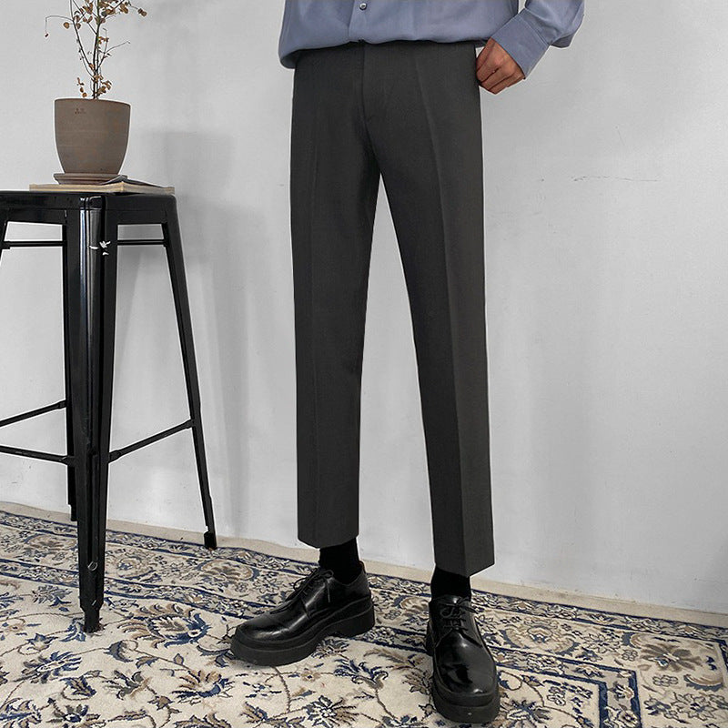 MYQ Korean Men’s straight slim nine-point trousers
