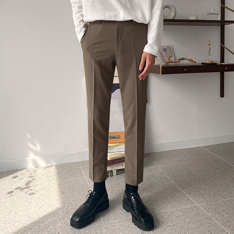 MYQ Korean Men’s straight slim nine-point trousers