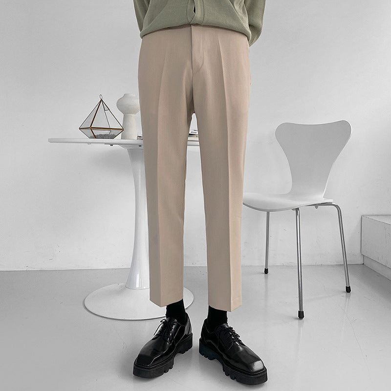 MYQ Korean Men’s straight slim nine-point trousers