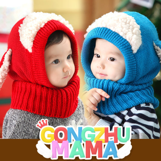 Korean baby kids woolen scarf hats