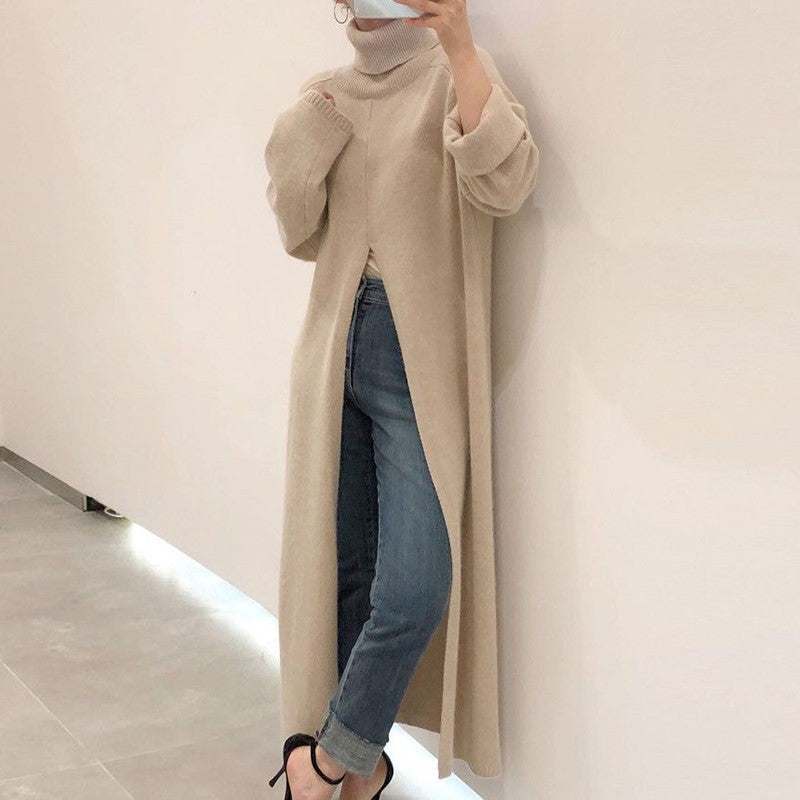 Korean chic women long knitted sweater