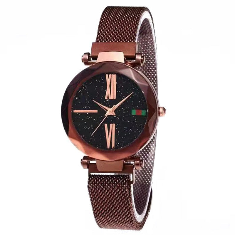 Luxury Women Stainless Steel Mesh Hook Buckle Quartz Wrist Watch - Watch & Jewelry