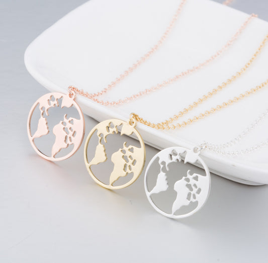 Explosion models Women global map pendant necklace - Watch & Jewelry