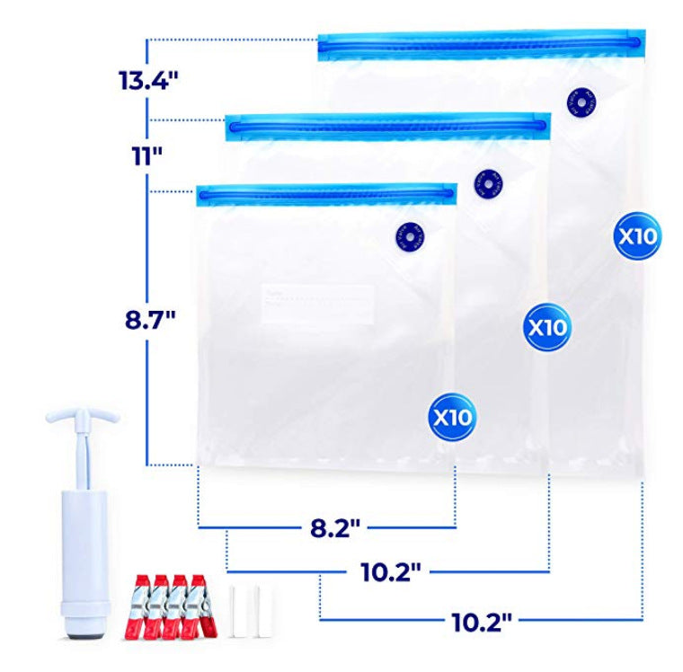 Reusable embossed vacuum packaging bag