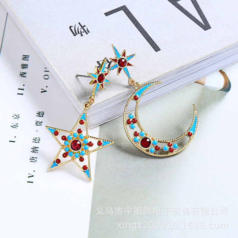 KISS ME Women Star Moon Dangle Earrings - Watch & Jewelry