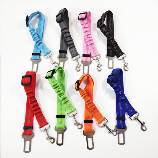 Pet reflective elastic seat safety belt