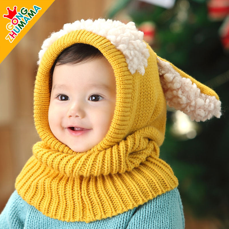 Korean baby kids woolen scarf hats