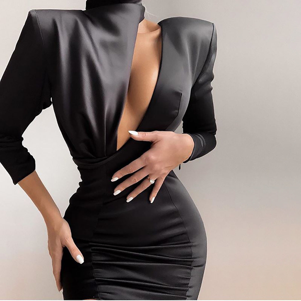 Women luxury hollow oblique shoulder dress