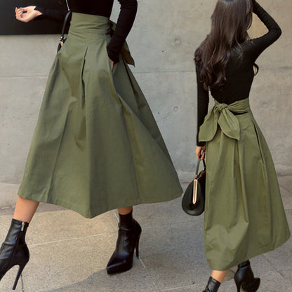 New women a-line big swing slim waist long skirt