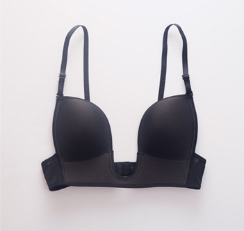 Women deep U sexy gathered breathable seamless bra