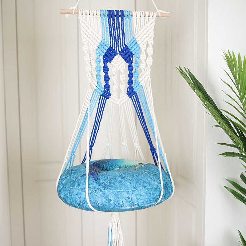 Pet hanging basket swing Pure handmade cotton woven tapestry