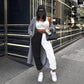 Hot sale women contrast color beam-leg pants