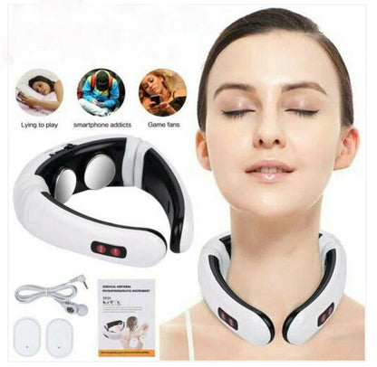 Electromagnetic heating cervical spine massager