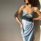 New Women fashion sexy V-neck satin dress