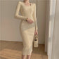 Women French style Knitted dress