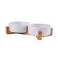 Cat dog ceramic wooden stand to protect the cervical spine high foot bowl
