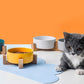 Cat dog ceramic wooden stand to protect the cervical spine high foot bowl