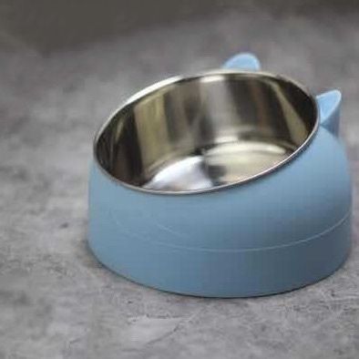 Cat dog protection cervical vertebrae oblique mouth stainless steel food bowl