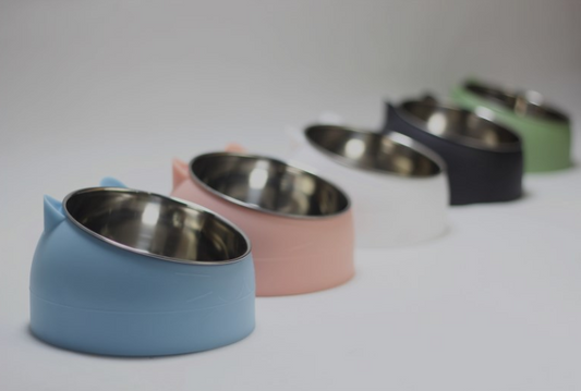 Cat dog protection cervical vertebrae oblique mouth stainless steel food bowl