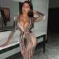 Women French new personality printing dress