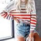 New women loose striped long sleeve sweater