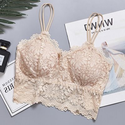 Women Push Up Wireless Lace Bra Top