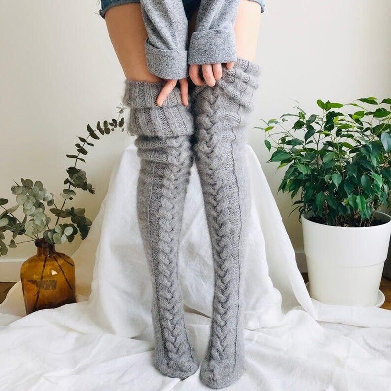 Hot selling women over-the-knee long tube knitted socks