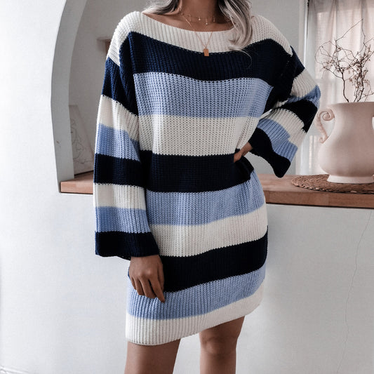 New women one-word neck strapless sweater