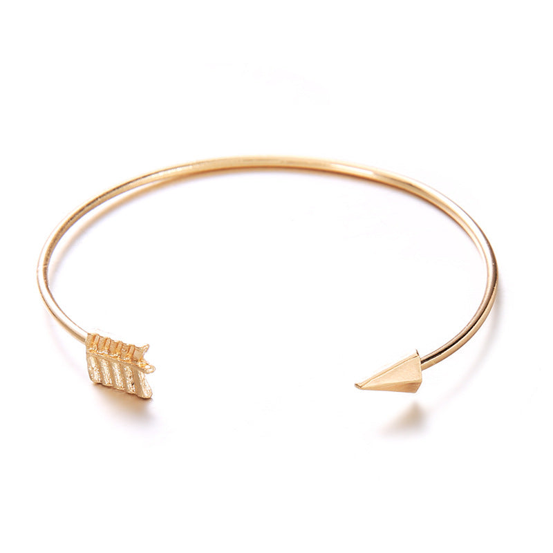 New Women Japanese fashion arrow knotted open bracelet set - Watch & Jewelry