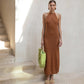 New women summer lace up neck hollow long skirt