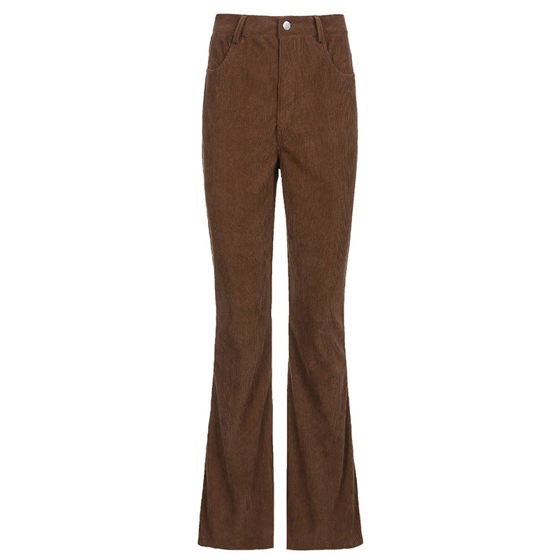 Women corduroy high-waisted leg-length flared pants