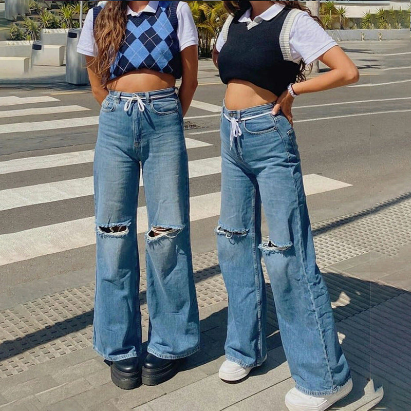 New women fashion new high-waisted jeans