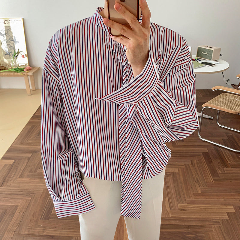 MRCYC Korean Men’s trend casual tie striped shirt