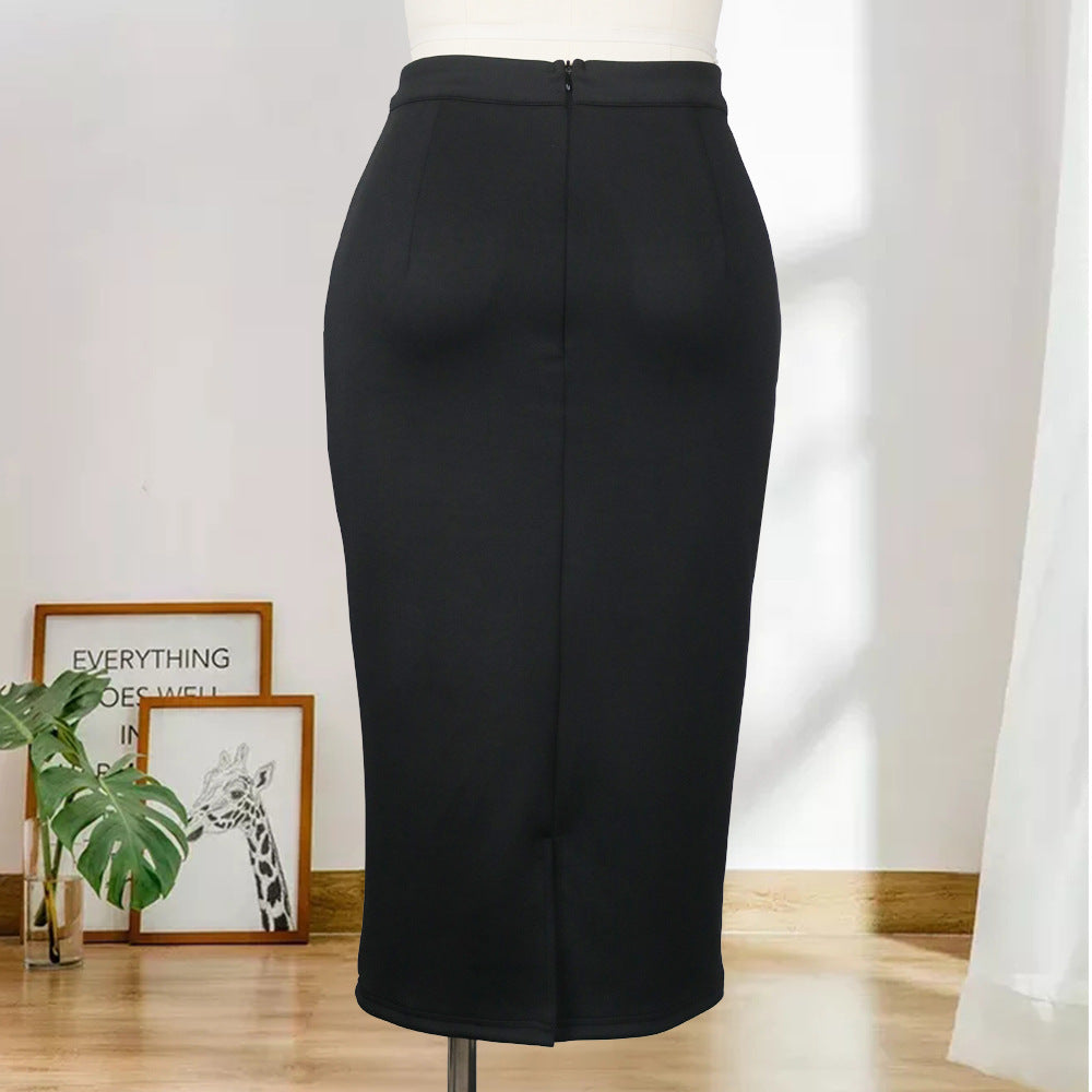 Women High waist mid-length package hip skirt