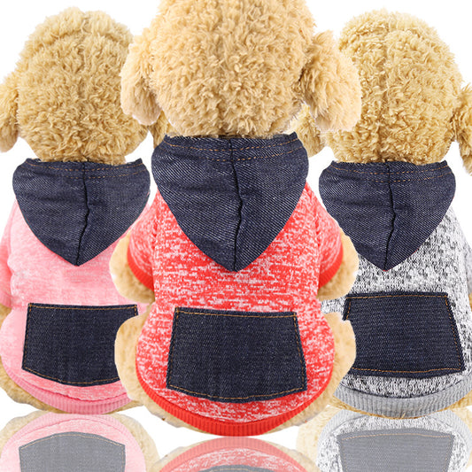 Fall/Winter Sporty Pet Sweater Pocket Two-legged Clothes